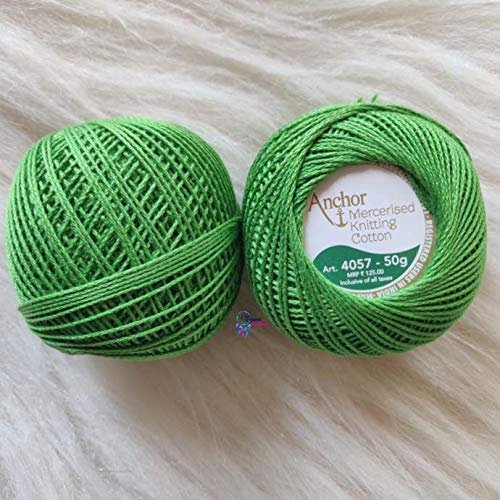 Anchor Cotton Mercerised Knitting Fast Colour Crotchet Threads -Green239 (50g x 3)