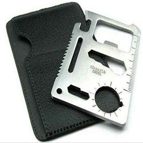 Kwikbuy 11 in 1 Small Ninja Multi-Purpose Credit Card Size Wallet Pocket Tool- Silver