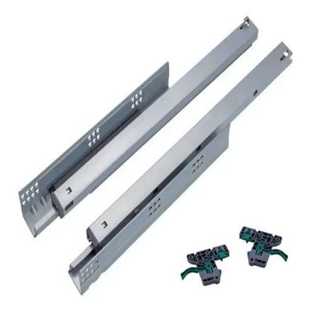 MHS Quadro Telescopic Drawer Channel Slide Runner Bottom Under Mount Galvanized Channel Silent Hydraulic Soft Closing With Locking Clips(18" - 450 MM)