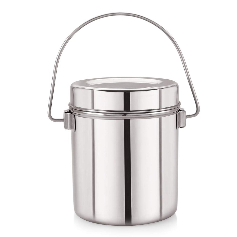 Neelam Stainless Steel 18, 22 Gauge Milk Pot, 7100 ml, Stainless Steel Storage Can Useable As Steel Dabba, Milk, ghee, Oil Storage, Etc. Heavy Jointless Body, Induction Compatible, Silver