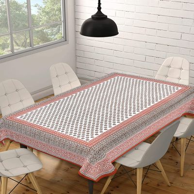 Texstylers Cotton Rectangular 60x90 Inches 6 Seater Dining Table Cloth Cover (Brown)