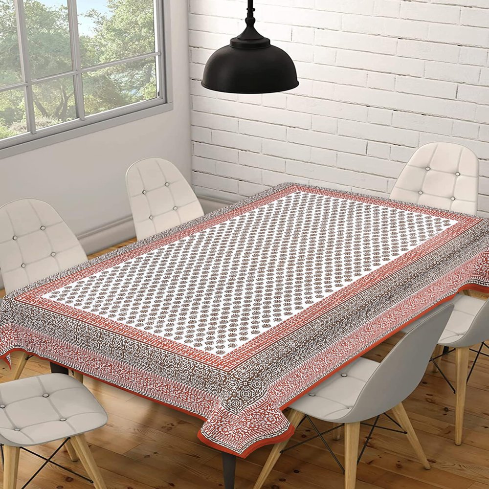 Texstylers Cotton Rectangular 60x90 Inches 6 Seater Dining Table Cloth Cover (Brown)