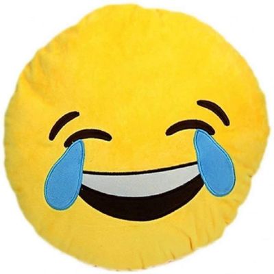 Supreme Home Collective Plush Emoji Soft Round, Laugh to Cry Decorative Cushion, 12x12 inches/30x30cm - Pack of 1