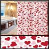 TIB  PVC Printed Design Waterproof Shower Curtain with 12 Hooks (6 Feet, 72 Inch x 72 Inch, White, Red) view 1