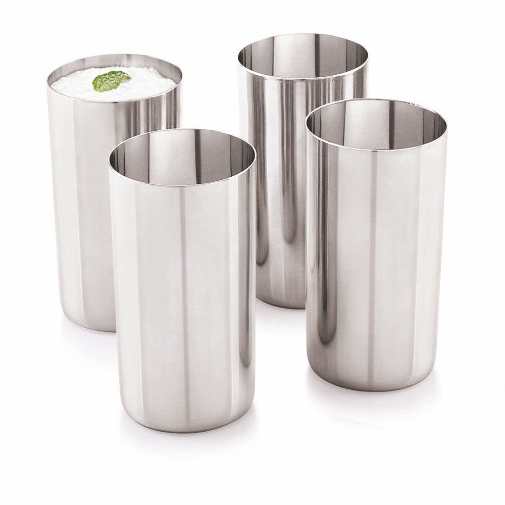 neelam Stainless Steel Glass Set - 4 Pieces, Silver, 300ml