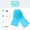 SUNAM Magic Washing Gloves and Wiper 1 Pair Reusable Silicone Dish Scrubber Kitchen Gloves Heat Resistant for Kitchen,Bathroom Cleaning, Bathing, Dishes (Random Colors) view 2