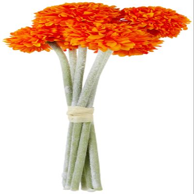 Fourwalls Artificial Synthetic Chrysanthemum Flower Bunch (6 Flowers, 30 cm Tall, Orange)