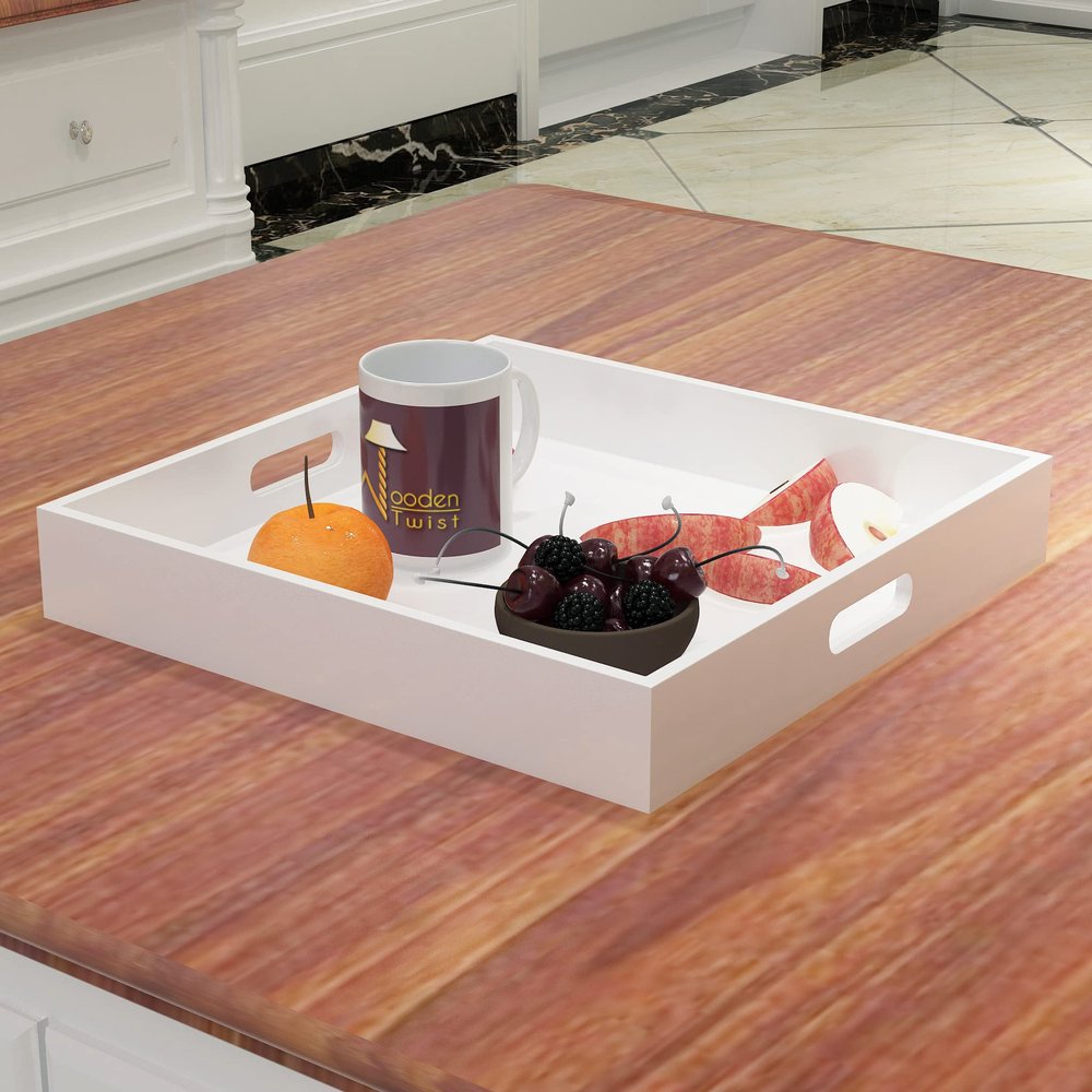 Onlineshoppee MDF Tea Serving Tray White
