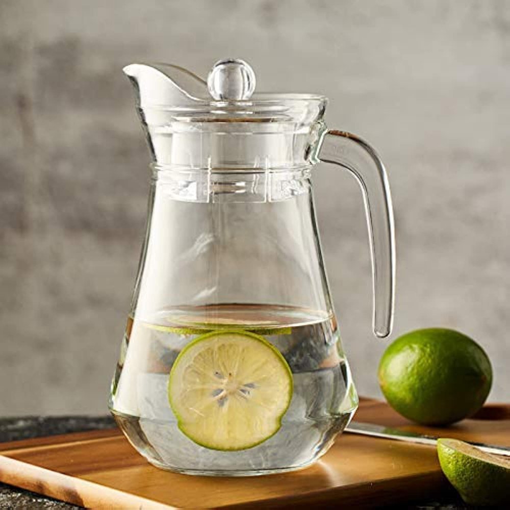 PrimeWorld Aquatic Glass jug Pitcher with Lid 1.3 LTR 1 Pcs Clear (1.3 liters)