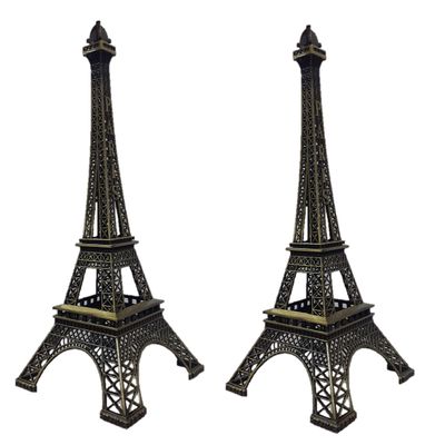 decoration homey Metal Eiffel Tower Statue Showpiece, 7 Inch - Set of 2