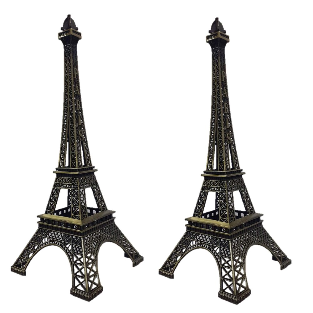 decoration homey Metal Eiffel Tower Statue Showpiece, 7 Inch - Set of 2