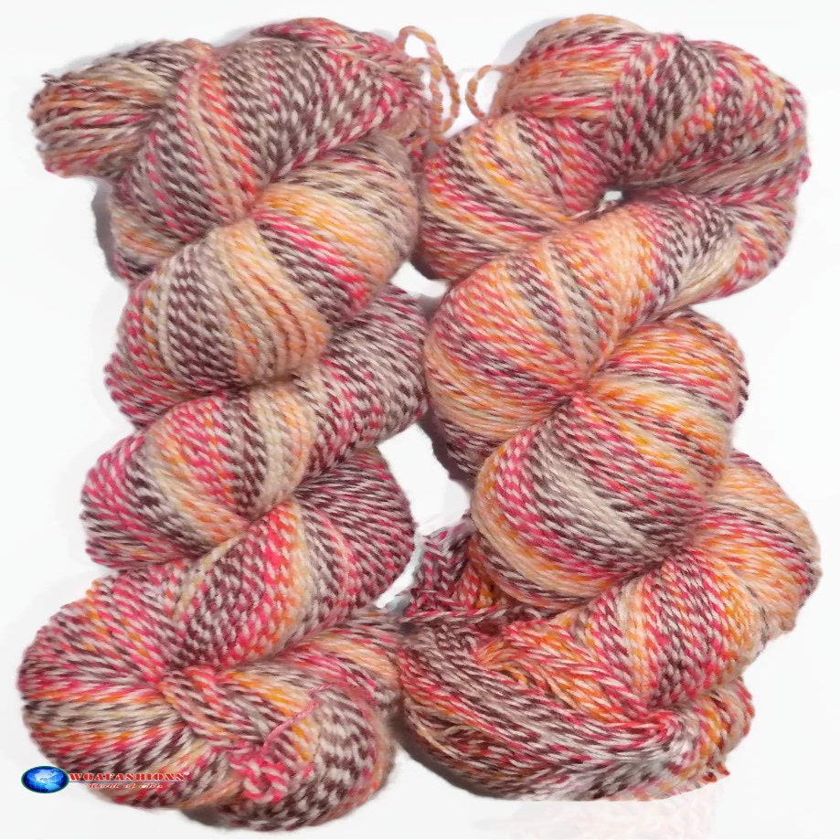 Ganga Zinea Hand Knitting Yarn (Multi Gajri) (Hanks-200gms)