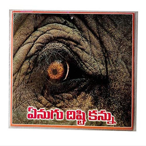 SSKR Elephant Eye Laminated Nazar Battu Wall Hanging Protector from Evil Eye - Set of 2 (10X15 Cms - Pack of 2)