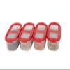 Cutting EDGE 360 View Clear-Top 3 Line Modular Containers Oval (535 ML) Set of 4 - Red Lids view 2