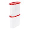Cutting EDGE Modular Plastic Containers Set of 2 BPA-Free & Leak-Proof, Stackable & Nestable, Reusable Food Organizers for Kitchen, Pantry, Fridge & Meal Prep (2 x 1800 ML) - Red Lids view 3