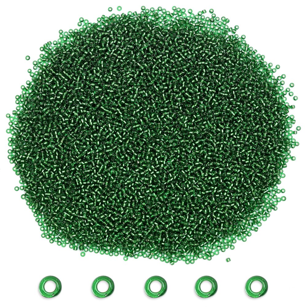 EmbroideryMaterial 10/0 Glass Seed Beads for Jewellery Making, Bracelet Making, Necklace Design, Bead Weaving, DIY Craft, Hand Embroidery & Garment Embellishment  Green Beads (22.5 mm, 100 g)