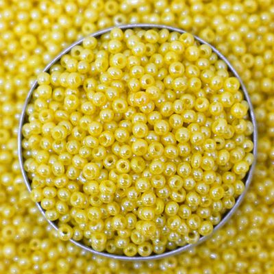 EmbroideryMaterial 11/0 Yellow Glass Stone Pearls Raw Materials for Making Toran, Beads for Jewellery Making, Bag Decoration, Embroidery, Yellow Muthyalu Craft etc (2MM/100 Grams)