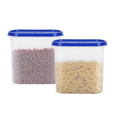 Cutting EDGE Modular Container Set of 2 BPA-Free & Leak-Proof, Stackable & Nestable, Reusable Food Organizers For Kitchen, Pantry, Fridge & Meal Prep (2 x 1800ml) - Blue Lids