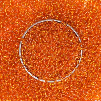 EmbroideryMaterial 10/0 Glass Seed Beads for Jewellery Making, Bracelet Making, Bead Weaving, DIY Craft, Hand Embroidery, Sewing & Garment Embellishment Silver Lined Orange Color (22.5 mm, 100 g)