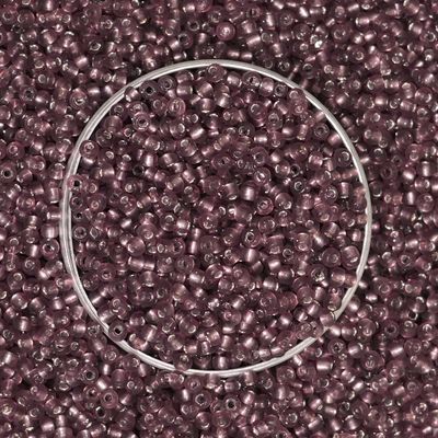EmbroideryMaterial 10/0 Glass Seed Beads for Jewellery Making, Bracelet Making, Bead Weaving, DIY Craft, Hand Embroidery, Sewing & Garment Embellishment Silver Lined Plum Color (22.5 mm, 100 g)