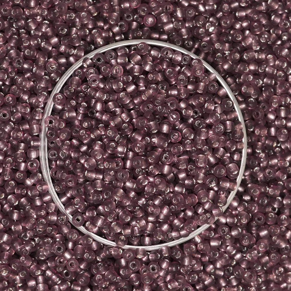 EmbroideryMaterial 10/0 Glass Seed Beads for Jewellery Making, Bracelet Making, Bead Weaving, DIY Craft, Hand Embroidery, Sewing & Garment Embellishment Silver Lined Plum Color (22.5 mm, 100 g)