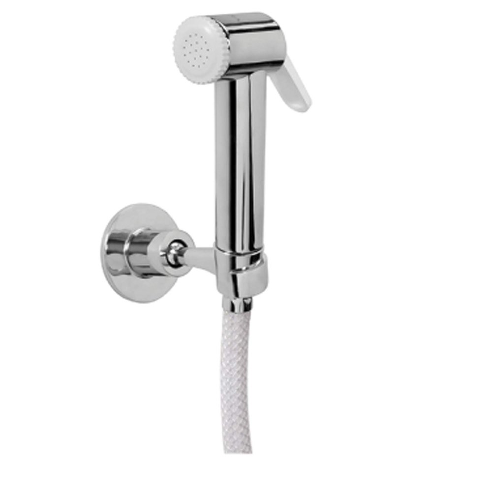 Cera F8030103 ABS Health Faucet Body with Wall Hook and 1 Meter Chrome Plated PVC Hose Pipe Silver