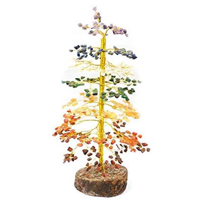 Fastel Crystal Production Multicolour Jasper Seven Tree Natural Chips Stones 500 Beads Crystal Tree for Healing