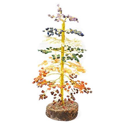 Fastel Crystal Production Multicolour Jasper Seven Tree Natural Chips Stones 500 Beads Crystal Tree for Healing