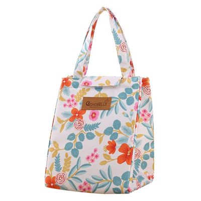 HOUSEHOLD CULTURE Thermal Portable Insulated Cooler Oxford Cloth Fabric Multicolour Lunch Bag for Office for Women, Men Random Print As Per Available