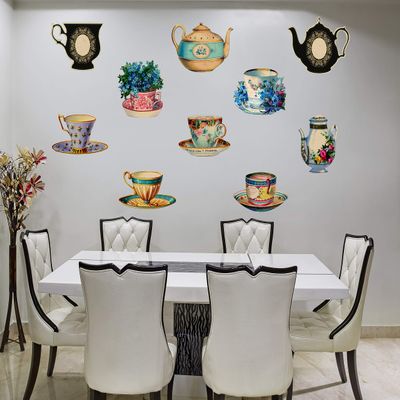 MINTKRAFT Vinyl Vintage Tea Cup Wall Sticker, Multicolour