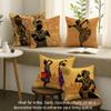 STITCHNEST Set of 5 Nritya Kala Collection Printed Jute Cushion Covers 16x16 Inches | Decorative Throw Pillow Covers for Sofa, Living Room, Bedroom | Perfect for Home Decor view 3