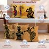 STITCHNEST Set of 5 Nritya Kala Collection Printed Jute Cushion Covers 16x16 Inches | Decorative Throw Pillow Covers for Sofa, Living Room, Bedroom | Perfect for Home Decor view 4