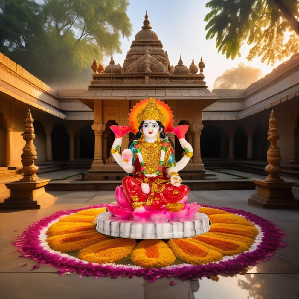 BS Handicrafts Polystone Marble Look Lakshmi Devi Idol for Home Temple, Mandir, Car Dashboard Showpiece Figurine for Home Decor Living Room| Laxmi MATA Murti | 4 inches Height