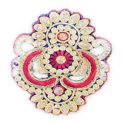 Fressia Fabrics 5 Pcs Sew On Glue On Fabric Patches Embroidery Applique Decoration for Clothes Dress Material Saree Suit Kurti Gown, Art & Craft, DIY Decor - Gold