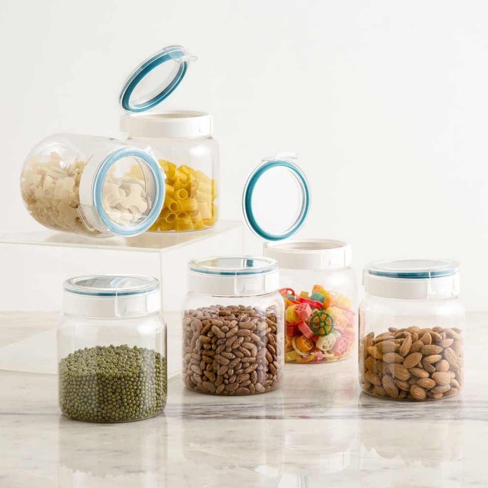 Home Centre BARBADOS-MILFORD-26 Plastic Canister - 350ml, 6 Pieces, Transparent