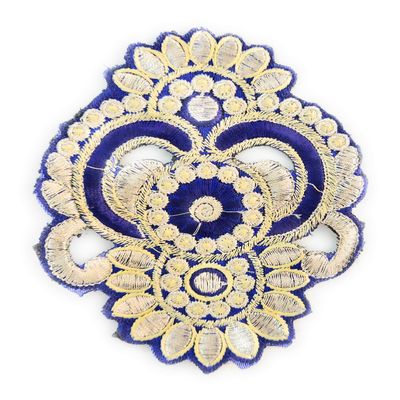 Fressia Fabrics 5 Pcs Sew On Glue On Fabric Patches Embroidery Applique Decoration for Clothes Dress Material Saree Suit Kurti Gown, Art & Craft, DIY Decor - Gold