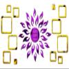 Bikri Kendra - Sun Purple with Square 2 Set Golden - 3D Acrylic Mirror Wall Stickers view 1