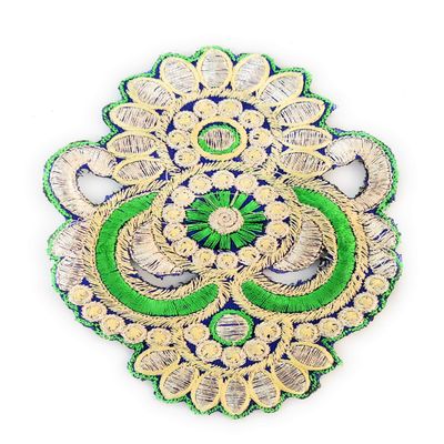 Fressia Fabrics 5 Pcs Sew On Glue On Fabric Patches Embroidery Applique Decoration for Clothes Dress Material Saree Suit Kurti Gown, Art & Craft, DIY Decor - Gold