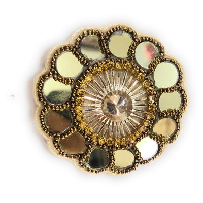 Fressia Fabrics 5 Pcs Sew On Glue On Fabric Patches Embroidery Applique Decoration for Clothes Dress Material Saree Suit Kurti Gown, Art & Craft, DIY Decor - Gold