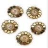 Fressia Fabrics 5 Pcs Sew On Glue On Fabric Patches Embroidery Applique Decoration for Clothes Dress Material Saree Suit Kurti Gown, Art & Craft, DIY Decor - Gold view 2