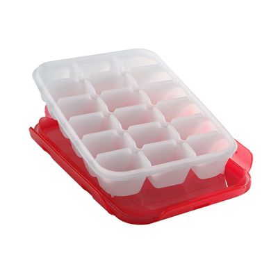 SignoraWare BPA Free Plastic Ice Tray with just one twist Ice Out | Cliplock Lid | Freezer tray | LeakProof | Perfect for making Ice cubes of your favoiurite beverages ( 18 cubes | Red )