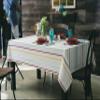 HOME COLORS.IN Cotton Blend Multicolor Stripes Rectangular 6 Seater Table Cover - 60 x 84 Inch, Pack of 1 view 1