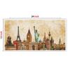 Anne Print Solutions  World Landmarks Photo Collage On Vintage Sepia Textured Background Printed Non- Tearable Vinyl Poster ( 12 Inch X 24 Inch*, Multicolour ) view 2