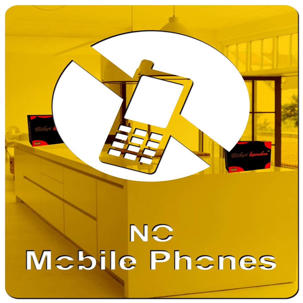 Bikri Kendra - no Phone Golden Sign Board - 3D Acrylic Mirror Stickers