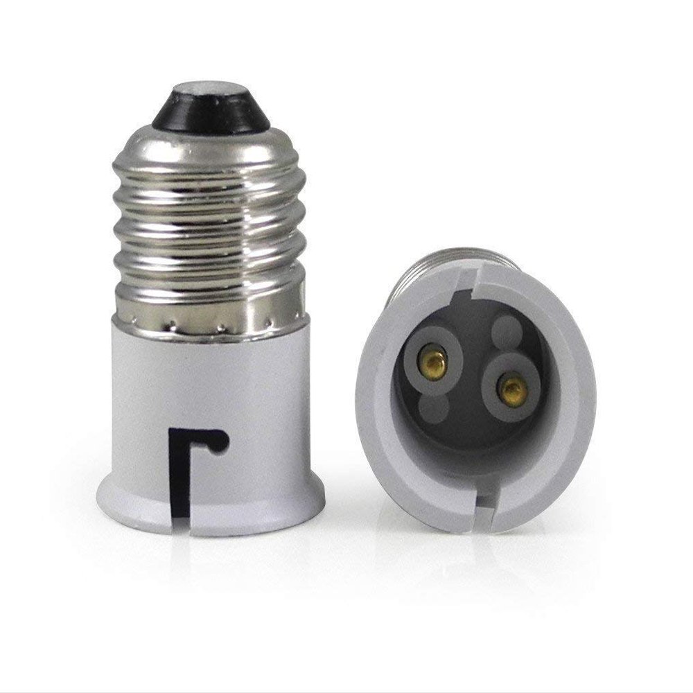 Basilica Dcor E27 to B22 Screw Base Socket Ceramic Lamp Holder Light Bulb Adapter (White, 2-Piece)