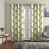 Cortina 2 Piece Leaf Design Panel Eyelet Polyester Door Semi Sheer Curtains - 7 Feet, Green view 1