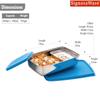 SignoraWare Compact Stainless Steel Small Lunch Box | Two Compartment Tiffin | Airtight & Leakproof | Useful for Travelling, Picnics & outdoor | Best for Office & School use (150ml + 550ml | Blue) view 2