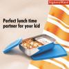 SignoraWare Compact Stainless Steel Small Lunch Box | Two Compartment Tiffin | Airtight & Leakproof | Useful for Travelling, Picnics & outdoor | Best for Office & School use (150ml + 550ml | Blue) view 3