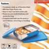 SignoraWare Compact Stainless Steel Small Lunch Box | Two Compartment Tiffin | Airtight & Leakproof | Useful for Travelling, Picnics & outdoor | Best for Office & School use (150ml + 550ml | Blue) view 4