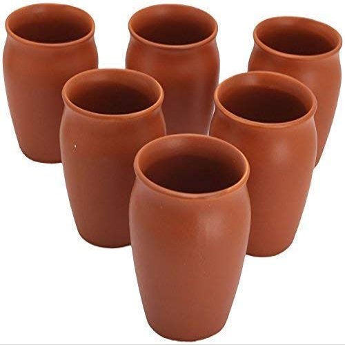 P.C.A.G Clay Re-useable Brown Traditional Style Kullad/kulhad/kullar/Kullad Tea Cups for Serving Coffee & Milk (6 Pcs, 80ml)